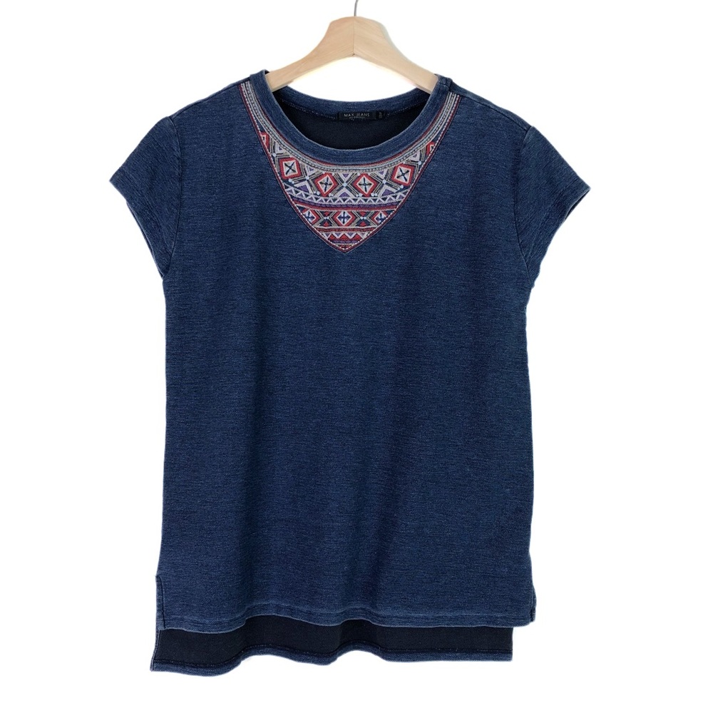 Max Jeans | Embroidered Stretch Jean Boho Top S